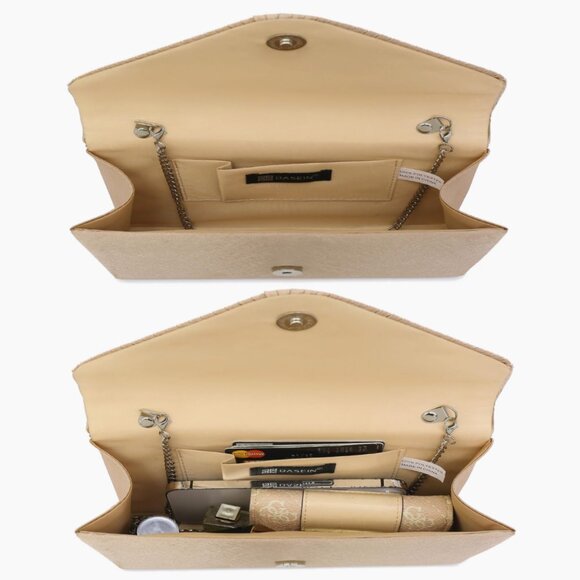 ⚡Women's Magnetic Closure Chain Strap Crossbody Envelope Tan Clutch Handbag - Picture 4 of 6